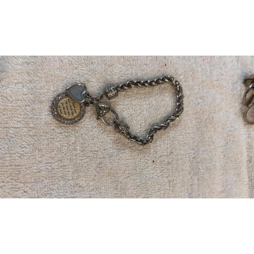 Silver-tone Heart Charm Bracelet